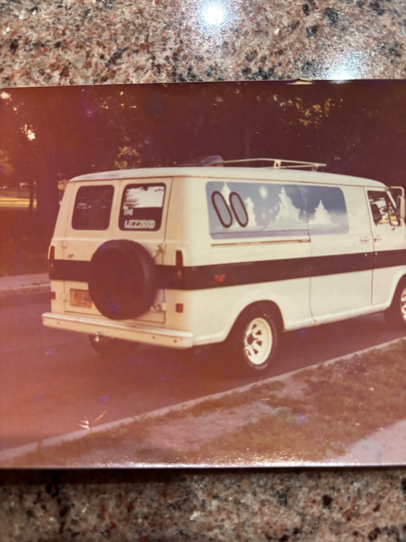 Rear view of the same custom van